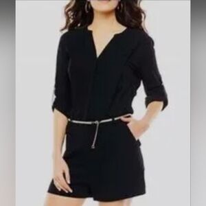 Jennifer Lopez Black, Sheer Top, Long Sleeve Romper, Sz. 16